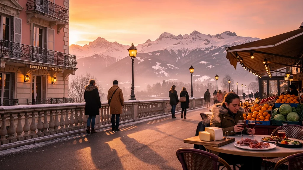 Le boulevard des Pyrénées au coucher du soleil, ce qu'on n'y voit qu'en hiver